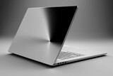 Fototapeta Do przedpokoju - A 3D illustration of a laptop isolated on a white background, with an angled screen and empty space. Generative Ai