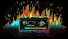 Pixel Art On Dark Background 80-90s Style