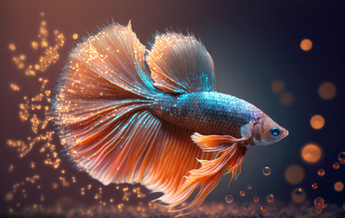 Beauty fantasy fighting fish art , Generative Ai	