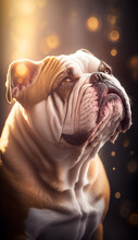 Portrait Of An English Bulldog. Beautiful Pet And Family Photos, Wallpaper, Poster Created With Help Of Generative Ai.