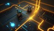 © kanpisut - Abstract circuit line background. Futuristic cyberspace concept. Generative Ai