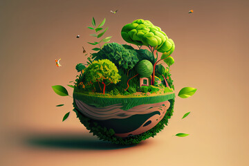 Wall Mural - Illustration of environmentally friendly and ecology concept. Generative Ai