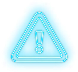 Wall Mural - Blue illuminated neon light icon sign triangle caution