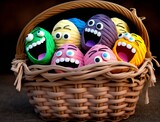 Fototapeta Storczyk - easter eggs in basket