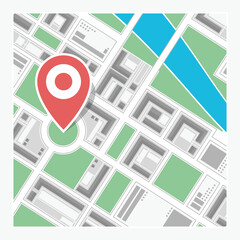 Poster - City Map with red pin. Location map icon isolated on white background. GPS, navigation concept. Vector illustration in flat style. EPS 10.