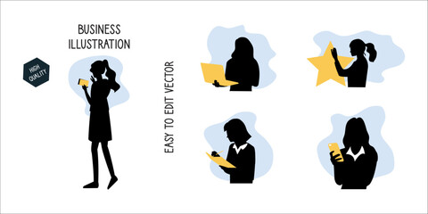 Set of business intelligence concept. Vector illustration in a flat style. The concept of business intelligence.