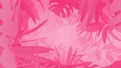 Wall Mural - 3D animation - Looped animated background of a jungle pink plant tunnel
