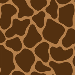 Poster - Giraffe Skin Vector Seamless Pattern. African Animal Skin Illustration. Abstract Cartoon Texture with Spots