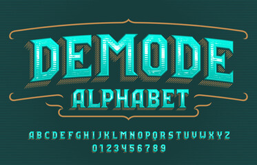 Poster - demode alphabet font. retro letters and numbers. vector typescript for your typography design.