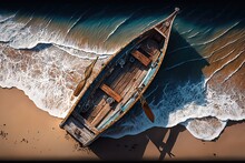 Old Boat On The Shore. Generative AI