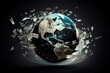 Earth globe, planet with paper money, global currency, cash flying around. AI generative