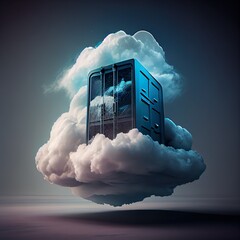Aufkleber - Cloud storage technology concept. Online server for data store, information share, upload. AI generative