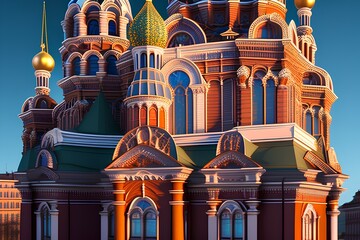 3d image of church of the saviour on spilled blood in wonderland - generative ai