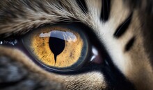  A Close Up Of A Cat's Eye With Yellow And Brown Colors.  Generative Ai