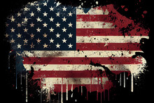 Grunge American Flag. Generative Ai