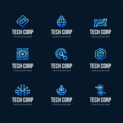 Poster - gradient microelectronics circuits technology logo set