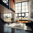 © Matyfiz - Architectural photography of a modern livingroom. Modern style interior design idea. Generative AI