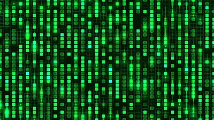 Wall Mural - Electronic circuit image background with flashing and scrolling neon green dots at 60fps.