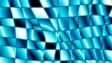 Poster - Abstract background. Turquoise design. Abstract scenery for site. Curved mosaic. Turquoise background - pattern. Texture from mosaic with glare. Background for presentation. 3d image