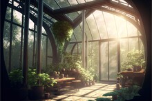 Nice Greenhouse With Lots Of Green Plants And Natural Lights