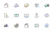© blankstock - Money and payment line icons. Cash, Wallet and Coins. Account cashback linear icon set. Bicolor outline web elements. Vector