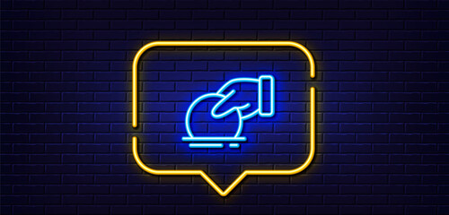 Poster - neon light speech bubble. donate money line icon. fundraising box sign. donation coin symbol. neon l