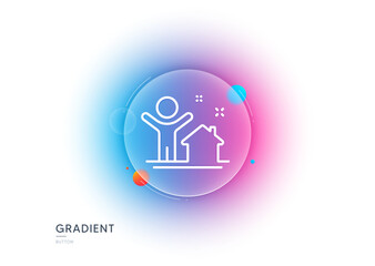 Poster - new house line icon. gradient blur button with glassmorphism. home building sign. buying real estate