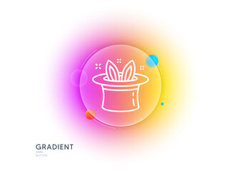 Poster - hat-trick line icon. gradient blur button with glassmorphism. magic tricks with hat and rabbit sign.