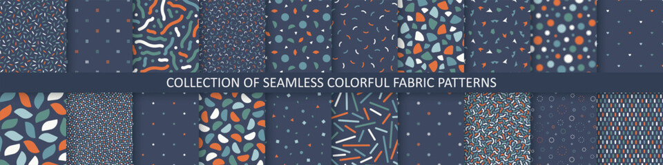 collection of vector seamless colorful patterns. trendy minimalistic backgrounds with geometric shap