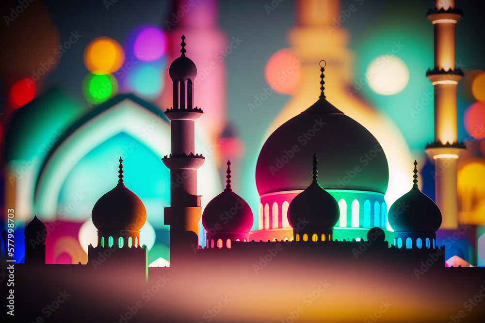 Colorful mosque islamic background design Stock Illustration | Adobe Stock