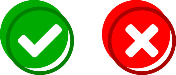 Poster - yes and no or right and wrong or approved and declined icons with check mark and x signs in green an