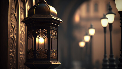 Ornamental arabic lantern background for islamic festival ramadan