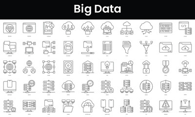 Wall Mural - Set of outline big data icons. Minimalist thin linear web icon set. vector illustration.