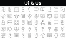 Set Of Outline Ui And Ux Icons. Minimalist Thin Linear Web Icon Set. Vector Illustration.