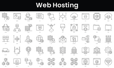 Wall Mural - Set of outline web hosting icons. Minimalist thin linear web icon set. vector illustration.