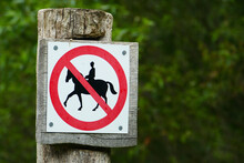 Close-up Of A No Horses Allowed Sign