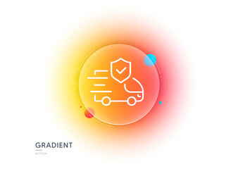 Poster - transport insurance line icon. gradient blur button with glassmorphism. car risk coverage sign. deli