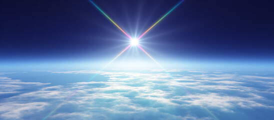 Wall Mural - sunrise from space aurora, 3d rendering