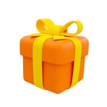 3d minimal orange gift box. gift box for special event. 3d rendering illustration.