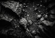Ai-Generated Render of a Natural Geometric Rock Texture: Close-up of Craggy Black and White Granite Pebbles, Cracks, and Fractured Patterns