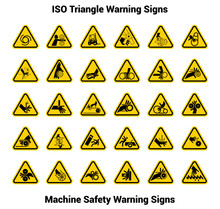 Set Of ISO Machine Safety Warning Signs 