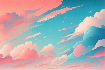 Sticker - pink and light blue pastel color sky background. generative ai illustration