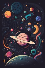 Wall Mural - space galaxy universe carton vertical banner. generative ai