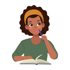 Poster - afro girl studying with book