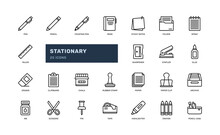 Stationary Office Supply For Business Education Or School Detailed Outline Line Icon Set