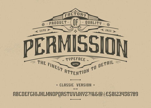 vector retro font permission. letters and numbers