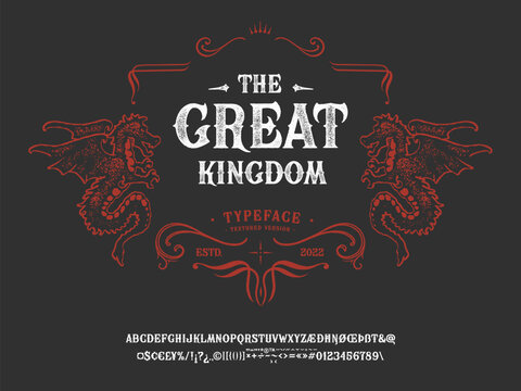 vector font the great kingdom. letters and numbers