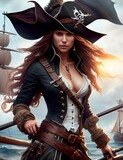 A strong and appealing female pirate