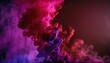  a lot of colored smoke is in the air on a black background with a red and purple color scheme in the middle of the photo.  generative ai