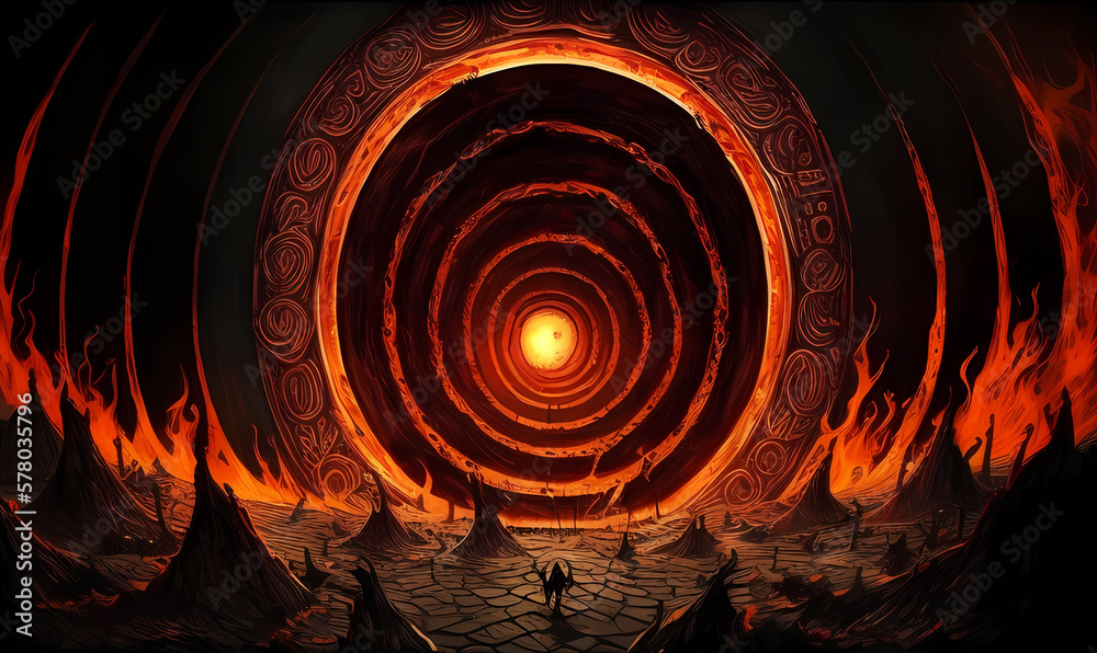 Circles of hell. Generative AI. Stock Illustration | Adobe Stock